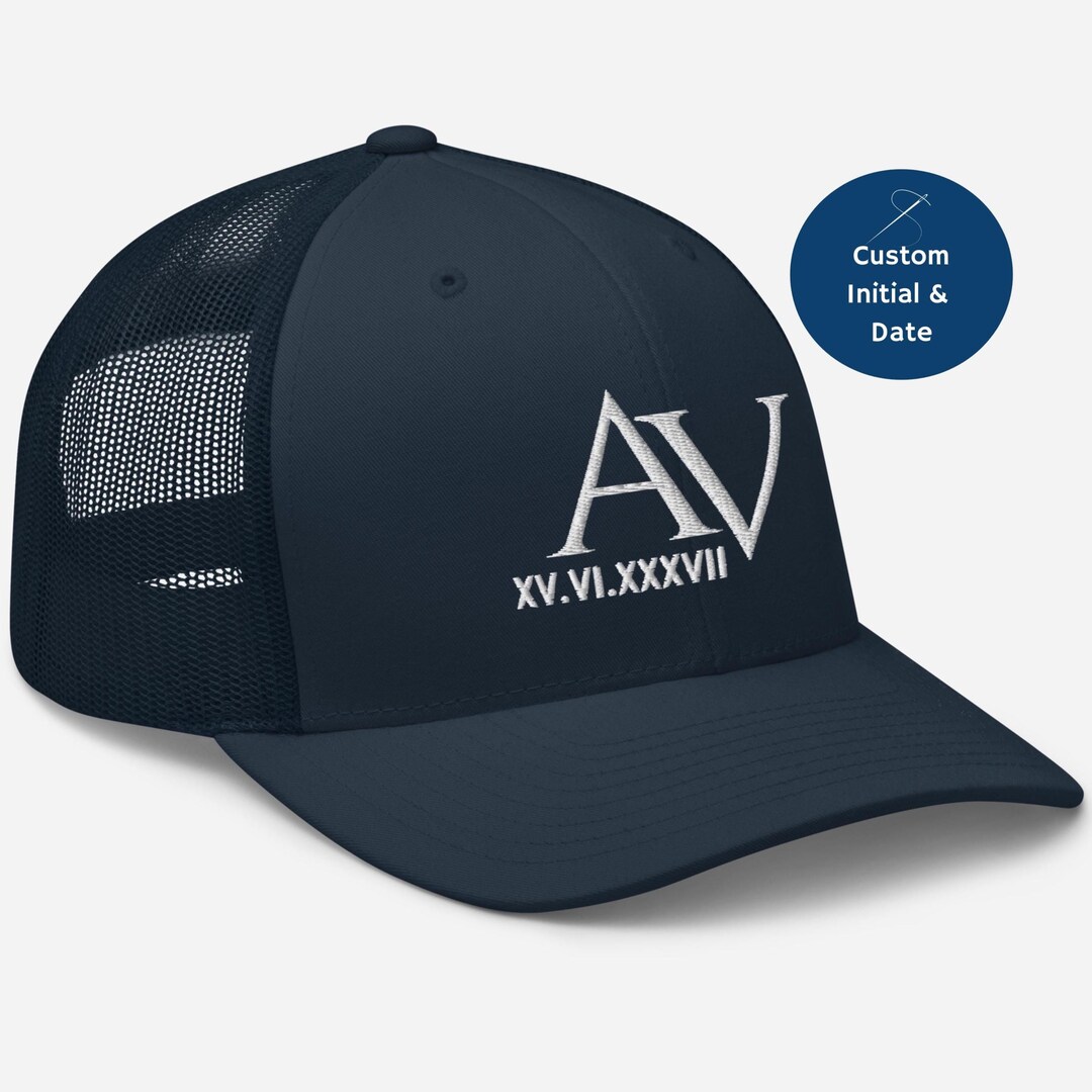 70s Trucker Hat, Custom Embroidered Trucker Hat, Embroidered Initials ...