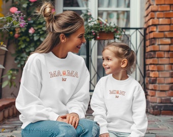 Maman et moi, tenues maman et moi, ours en peluche personnalisé, ours en peluche, mère et fille, maman et mini sweat-shirt, fête des mères, cadeau fille