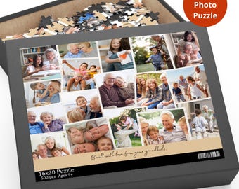 Personalized Photo Collage Family Puzzle, Dad Photo Collage,  65th Birthday Gift, 70th Birthday Gifts, 80th Birthday Gift, Grandparents Gift