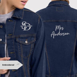 Bestickte Mrs Denim Jacke, Personalisierte Braut Jeansjacke, Braut Jeansjacke, Benutzerdefinierte Jeansjacke, Mrs Jacket, Hochzeitsjacke