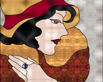 Patrón de vidrieras - Mujer con el anillo