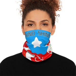Taino Shines Sun und Coqui Leichter Neck Gaiter.  puertoricanische Kultur, puertoricanische Flagge, Taino-Kultur, Borinquen