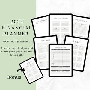 PLANIFICADOR DIGITAL FINANCIERO 2024: Presupuesto mensual, seguimiento de gastos, patrimonio neto, establecimiento de objetivos, planificación de acciones, controles financieros