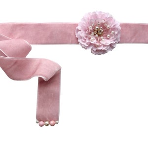 Pink flower velvet choker pearl embroidered necklace floral womens jewelry embellished crystal accessories handmade stunning gift for her