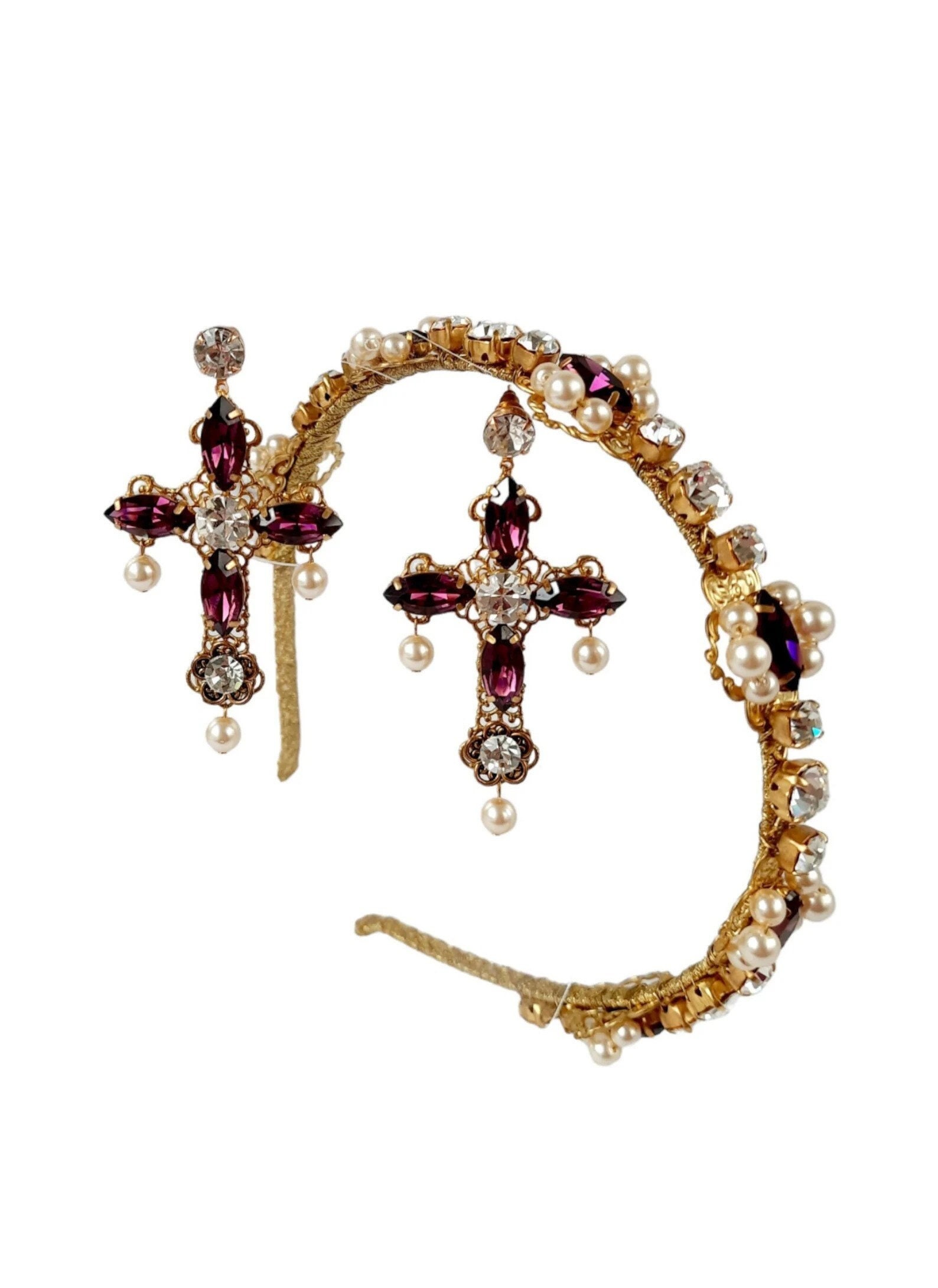 Dolce Gabbana Gold Brass Roses Crystal Embellished Headband Metal Diadem In Box Dolce Gabbana Headband - For Sale on 1stDibs | dolce and  main image 4
