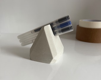 Soporte para bolígrafo geométrico, hecho de hormigón cerámico, pisapapeles