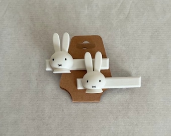 Pinzas para el pelo de conejo hechas a mano inspiradas en Miffy (juego de 2)