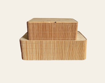 Caja de almacenamiento estilo bento de bambú con tapa