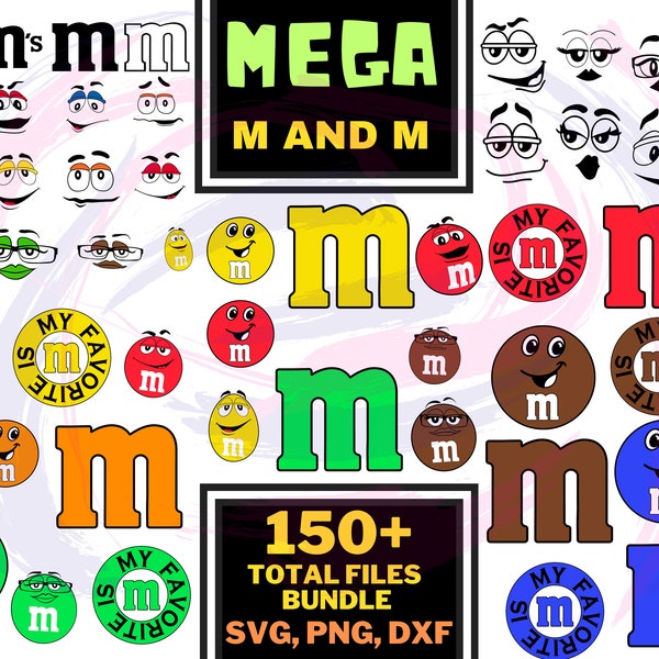 M and M svg Bundle, M and M Faces Svg, cut File For Cricut Silhouette, M and M Face DIY, Dxf, Layered, Svg - Png - Dxf