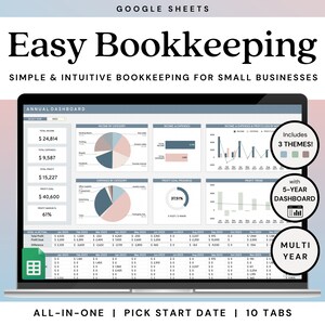 Small Business Bookkeeping Spreadsheet | Income Expense Tracker | Tax Tracker | Profit and Loss Template | Google Sheets Accounting Ledger