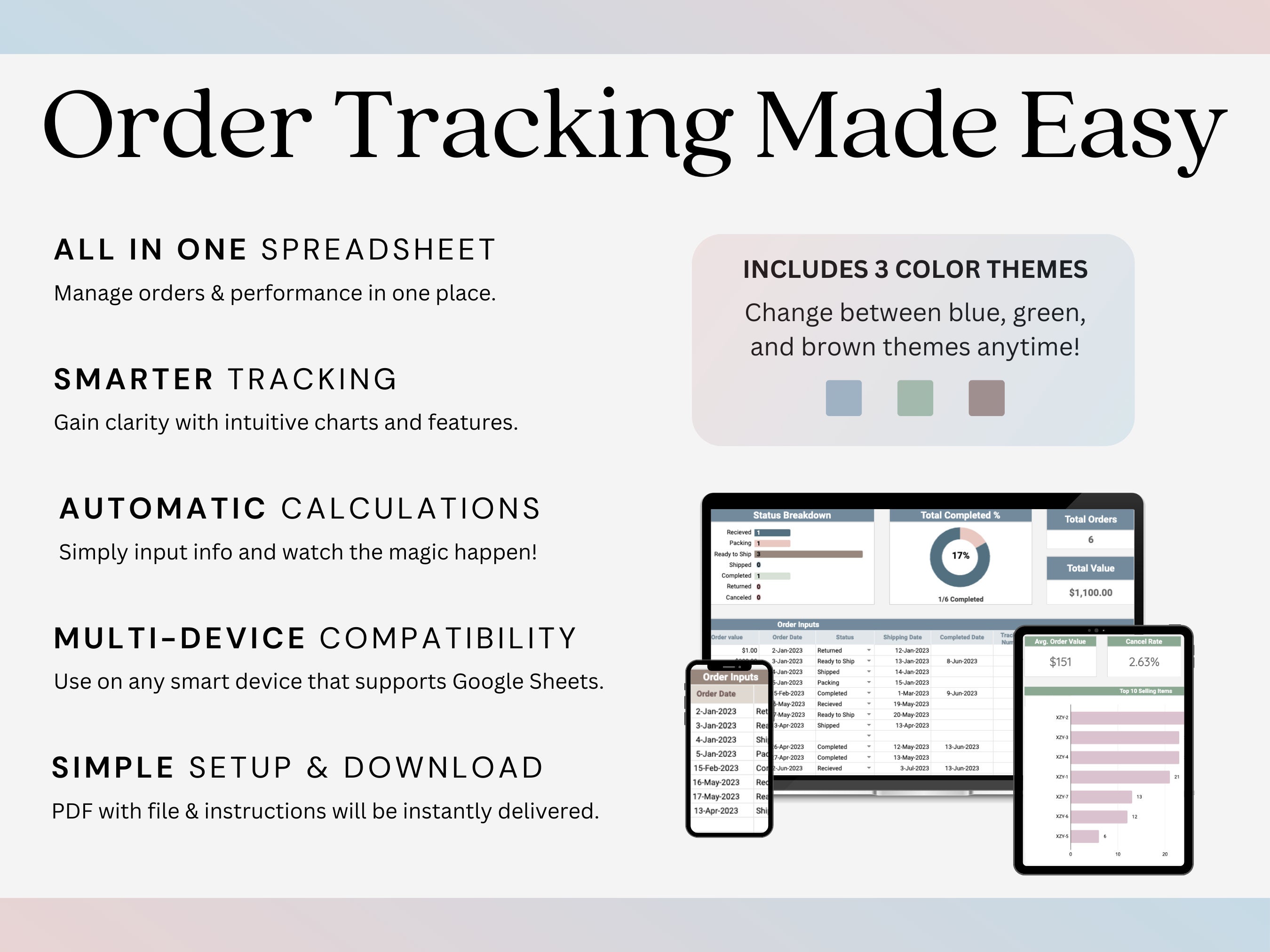 Order Tracker Spreadsheet Product Sales Manager Small Business Template ...