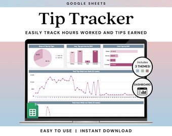 Tip Shift Tracker Spreadsheet | Shift Planner | Server Income Tracker | Employee Server Tip Log | Work Schedule | Google Sheets Template