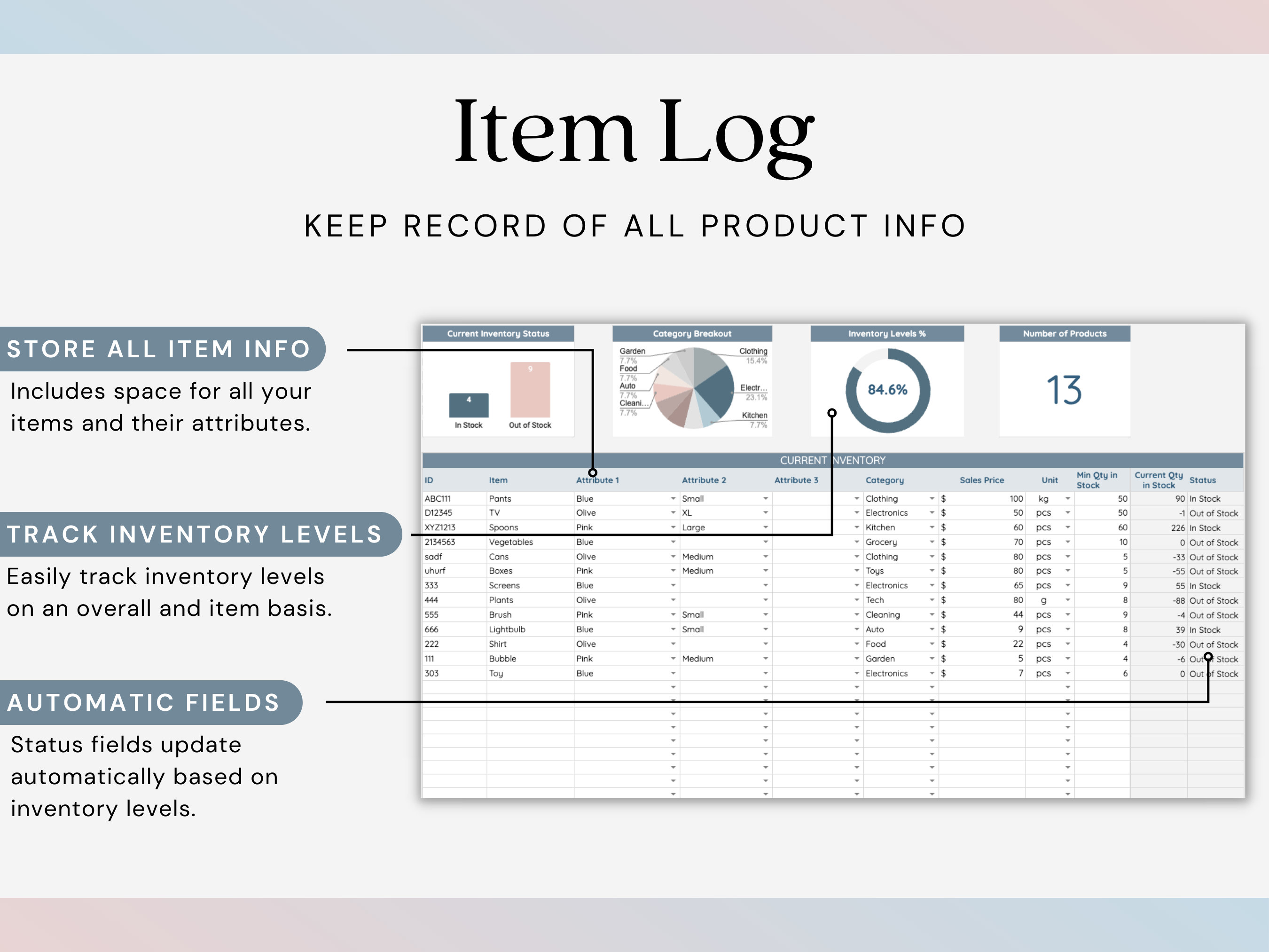 Inventory Tracker Spreadsheet | Small Business Template | Product ...