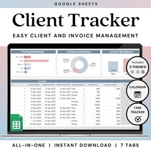 Client & Invoice Tracker Spreadsheet | Small Business Client Management | Task Tracker | Calendar | Google Sheets