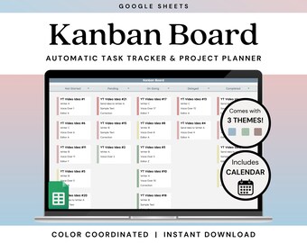 Kanban Board | Project Management Template |  Task Tracker | Project Planner & Manager | Priority List | Google Sheets To Do List
