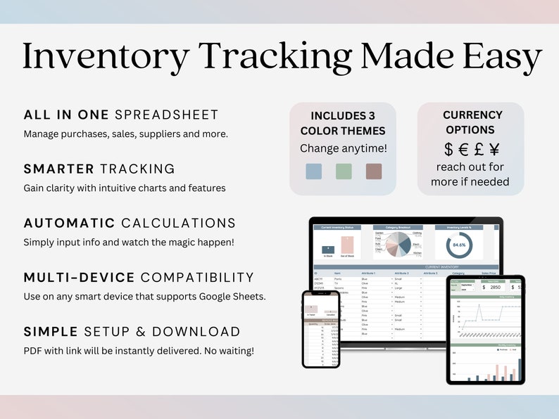 Inventory Tracker Spreadsheet | Small Business Template | Product ...
