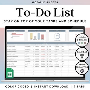 To Do List Spreadsheet | Task Tracker | Task Management Google Sheets Template w/ Calendar