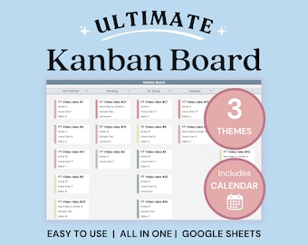 Kanban Board | Project Management Template |  Task Tracker | Project Planner & Manager | Priority List | Google Sheets To Do List