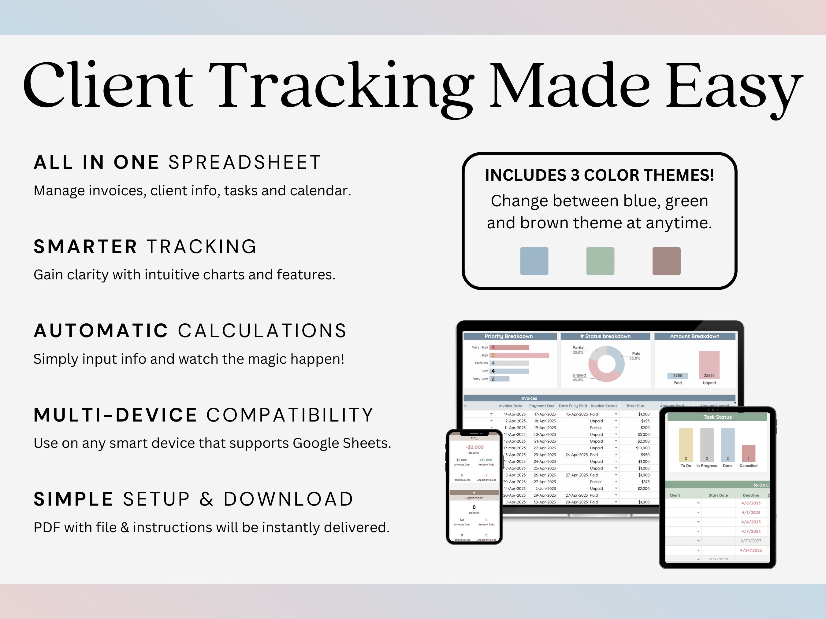 Client & Invoice Tracker Spreadsheet | Small Business Client Management ...