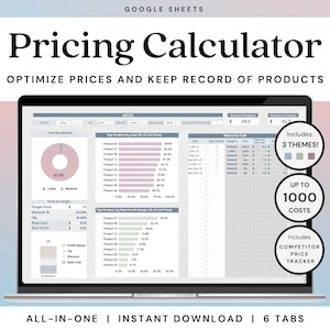 Product Pricing Calculator Spreadsheet | Small Business Pricing Template | Profit Margin Worksheet | Google Sheets