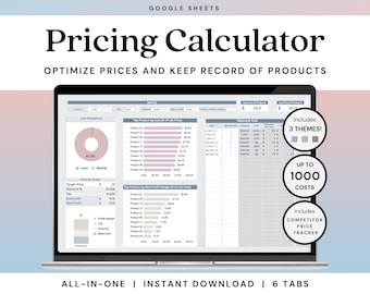 Product Pricing Calculator Spreadsheet | Small Business Pricing Template | Profit Margin Worksheet | Google Sheets