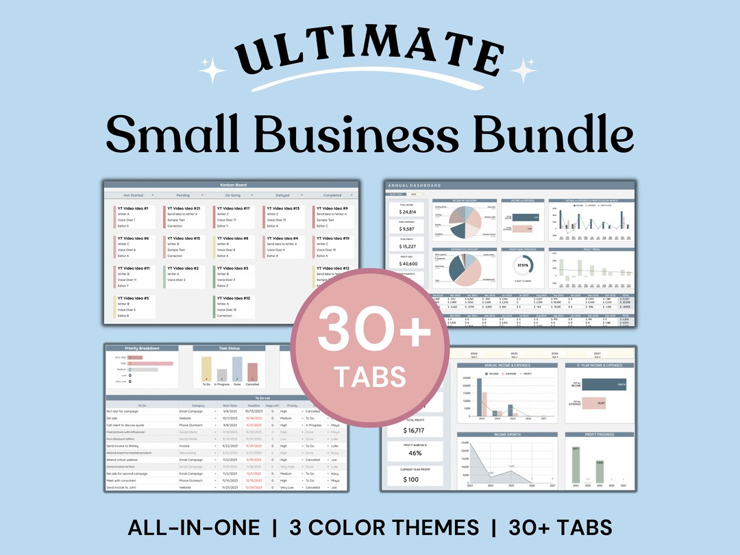Small Business Spreadsheet Bundle | Bookkeeping | Inventory Tracker ...
