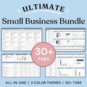 Small Business Spreadsheet Bundle | Bookkeeping | Inventory Tracker | CRM | Pricing Calculator | Kanban | Google Sheets Template