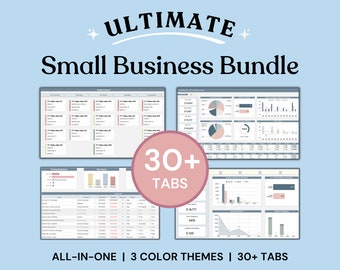 Small Business Spreadsheet Bundle | Bookkeeping | Inventory Tracker | CRM | Pricing Calculator | Kanban | Google Sheets Template