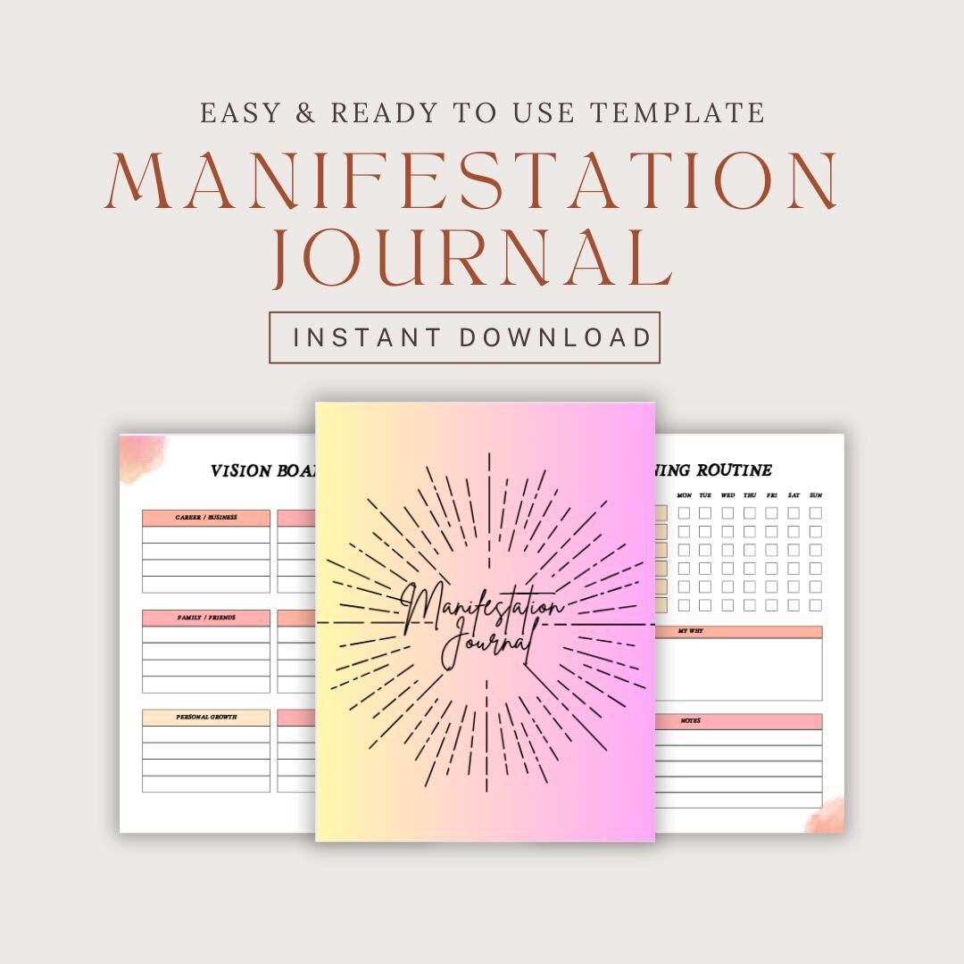 Editable Manifestation Journal Daily Gratitude & Goal Setting Digital Download - Etsy