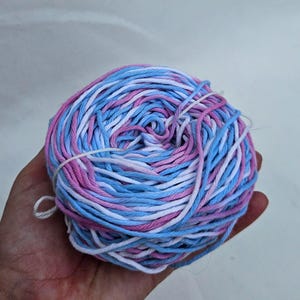 Transgender Flag Hand-Dyed Cotton Yarn / LGBTQIA+ Yarn / 50g skein in multiple weights for Crochet, Knitting, and Fiber Art / Made to Order