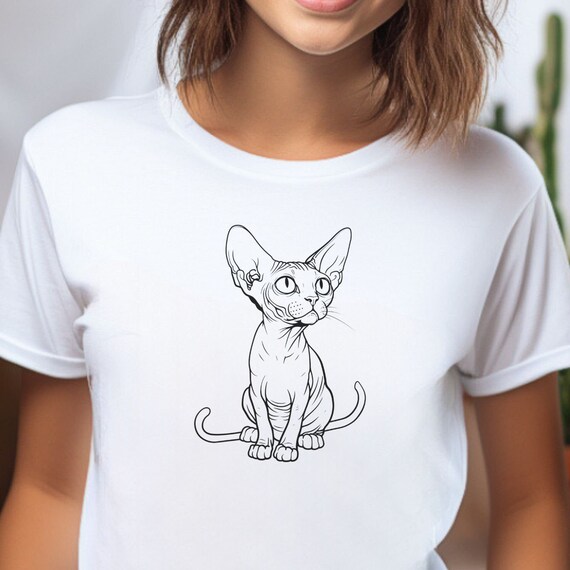 Hairless Cat Lover Tee Shirt This Sphynx Cat Lover Shirt is the Perfect Gift for Feline Enthusiast Cute for Mother Sister Friend AI Art Etsy