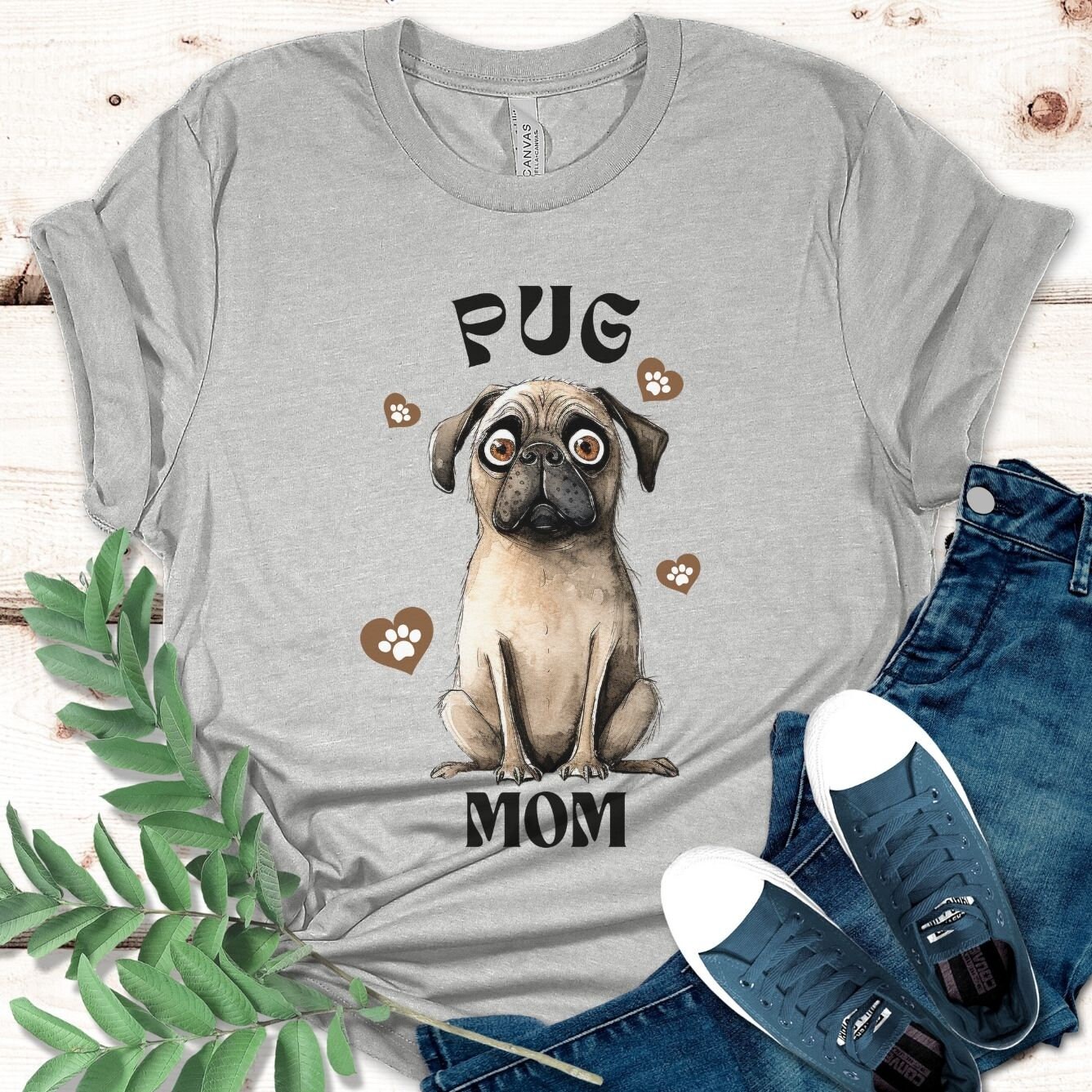 Funny Pug Mom Dog Breed T-shirt, Women's Cute Pug Dog Lover Shirt Gift ...