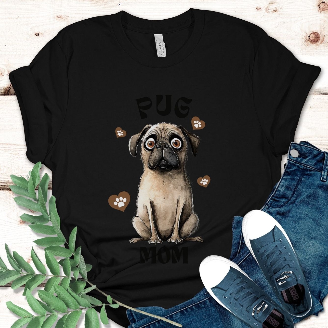 Funny Pug Mom Dog Breed T-shirt, Women's Cute Pug Dog Lover Shirt Gift ...