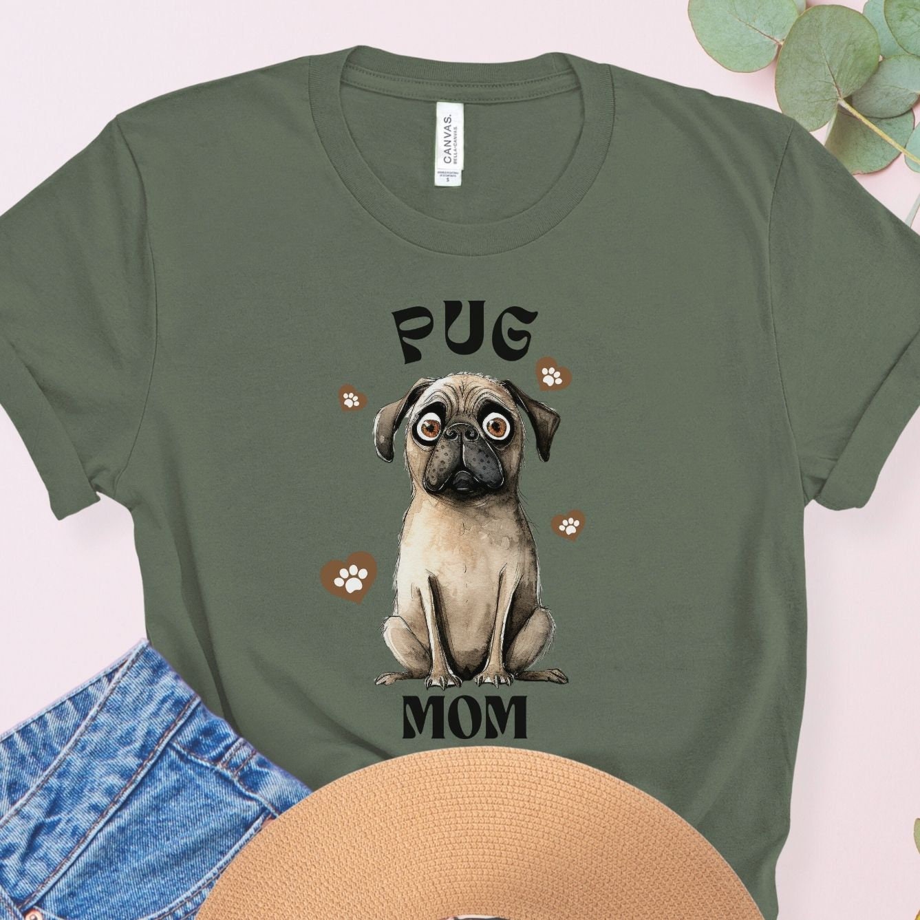 Funny Pug Mom Dog Breed T-shirt, Women's Cute Pug Dog Lover Shirt Gift ...