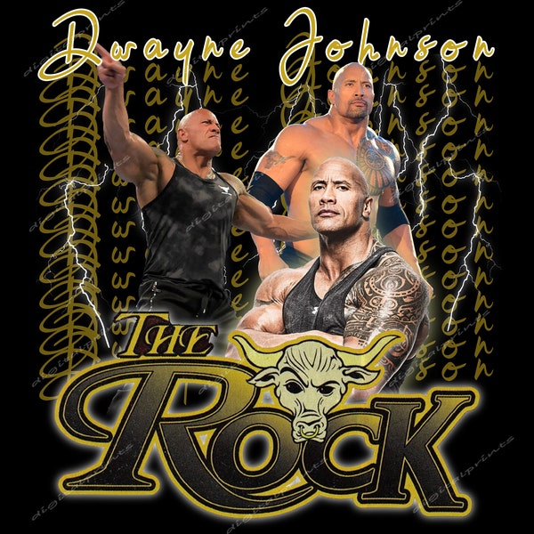 Dwayne Johnson / The Rock Png / Shirt design, Ready to Print, bootleg t shirt design, vintage design, wrestler, wrestling design 300 DPI