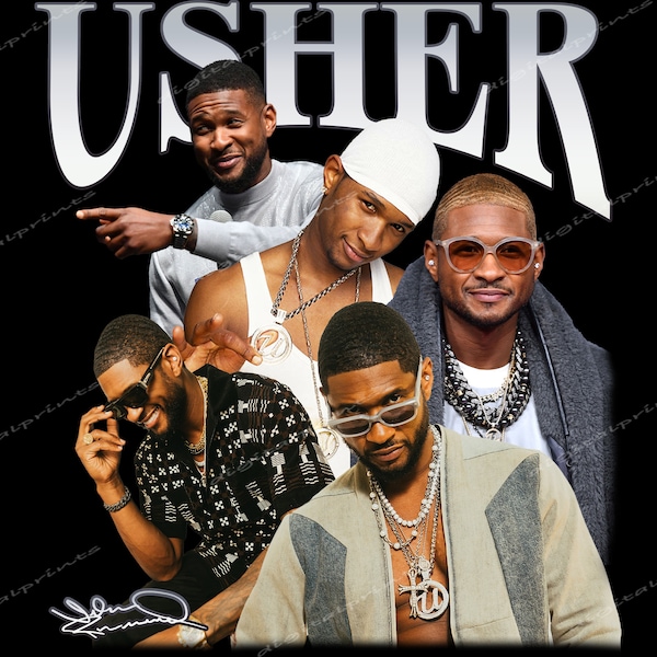 Usher Png / Shirt design, Ready to Print, bootleg t shirt design, vintage design, hiphop artist, rap tee design, rapper, 300 DPI