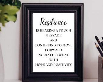 Resilience Quote Office Decor - Positive Mindset - Work Inspiration - Hope and Positivity
