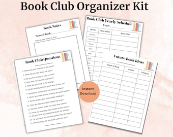 Kit organizador del club de lectura - Calendario anual - Preguntas de debate - Notas e ideas de libros - Celebrar la lectura
