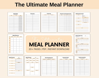 Planificador de comidas semanal: Preparación de alimentos, lista de compras (descarga digital)