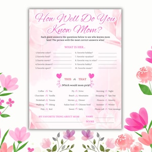 Mother&#39;s Day Game: How Well Do You Know Mom? (Printable PDF)
