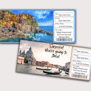 Italy Surprise Trip Ticket, Trip Ticket, Vacation Ticket, Italy Passport, Italy Card, Italy Voucher, Italy Gift Ticket, Surprise Vacation