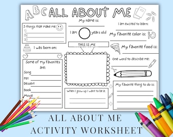 All About Me Worksheet: Back to School Printable Activity (PDF Download)