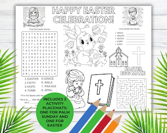 Holy Week Activity Placemats: Palm Sunday & Easter Games (PDF)