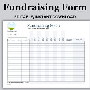 Editable Fundraising Form - Landscape Fundraising Form - Editable in Canva Custom Fundraiser Form Order Tracking Form Fundraising Order Form