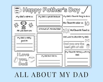 Father's Day Fill-In-The-Blank Printable: All About My Dad (PDF)