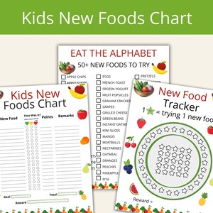 Kids New Foods Chart - Food Tracker - Picky Eater Chart - Picky Eater Reward Tracker - List of Foods  Try New Foods, Healthy Eating Tracker
