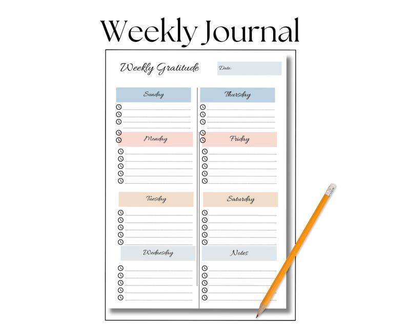 Gratitude Journal Thankful Thoughts Tracker Daily and Weekly Gratitude ...
