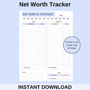 Net Worth Tracker: Financial Management Dashboard (Digital Download)