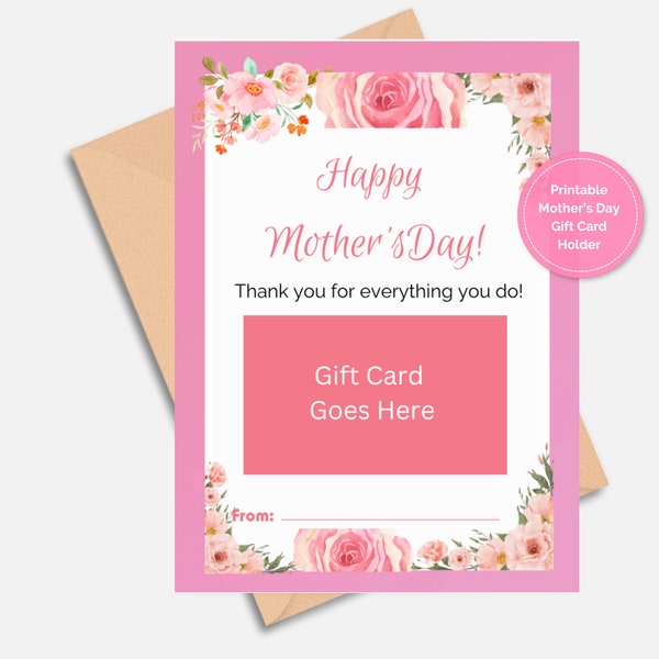 Mother's Day Gift Card Holder - Printable and Unique Surprise for Mom