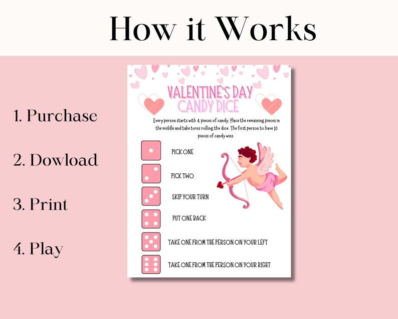 Valentines Day Candy Dice Game | Valentines Games for Kids - Etsy
